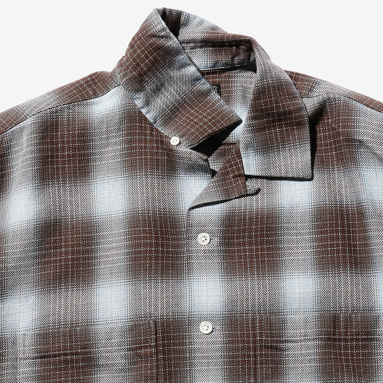 Open Collar Indigo Ombre Plaid | 38110915139-28