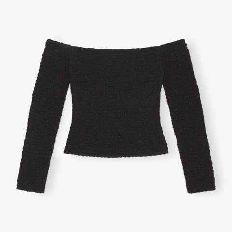 Cotton Poplin Off-shoulder Smock Blouse | F8268-099