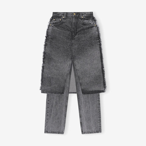 Snow Washed Denim Skirt Jeans | J1311-055