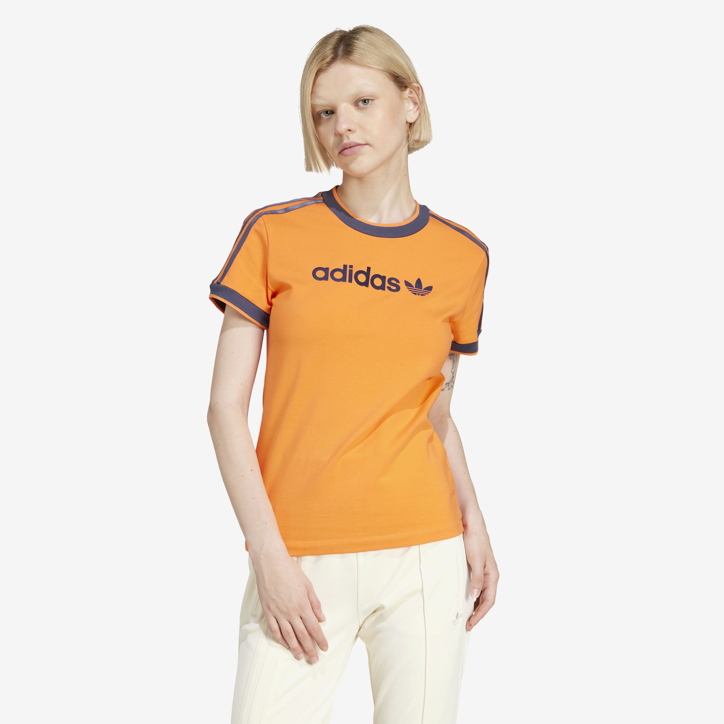 Wmns Linear Logo 3 Stripes Tee