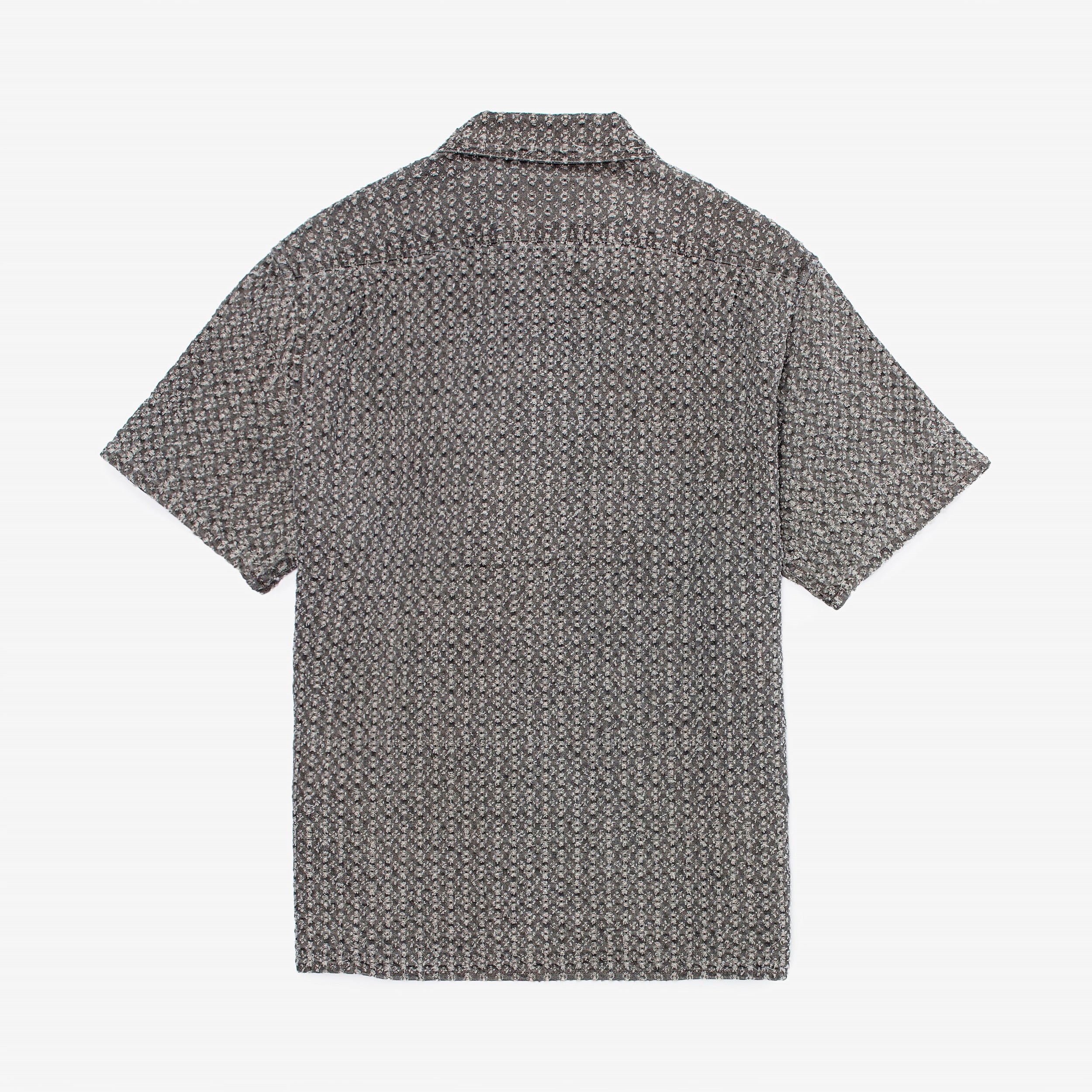 Damaged Denim Zip Short Sleeve Shirt