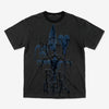 Black short-sleeve t-shirt with a blue dripping graphic design and stylized lettering reading 'BAD DEA' across the chest.